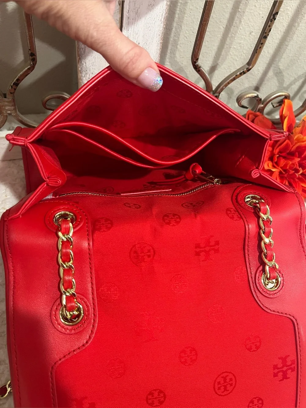 TORY BURCH Alexa Red Quilted Convertible Shoulder Bag